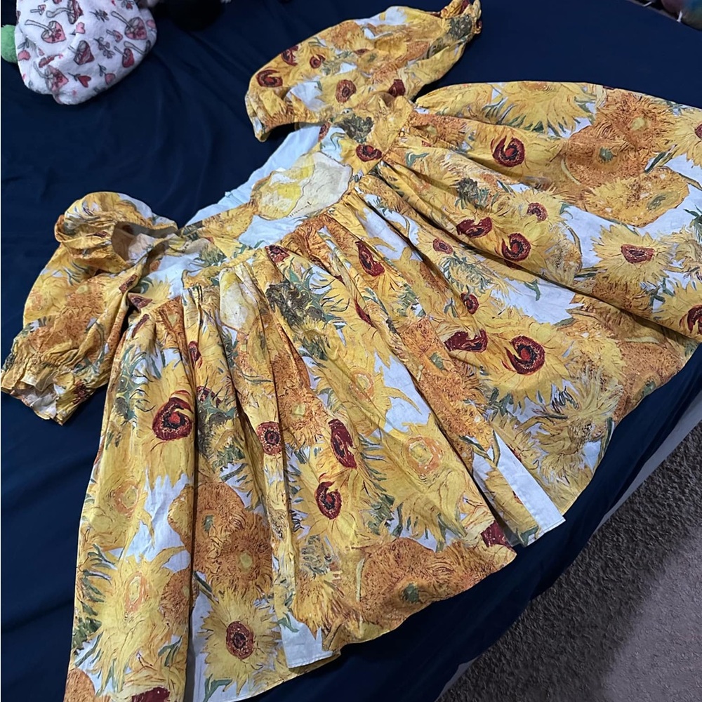 Selkie Van Gogh Sunflower Yellow Floral Dress